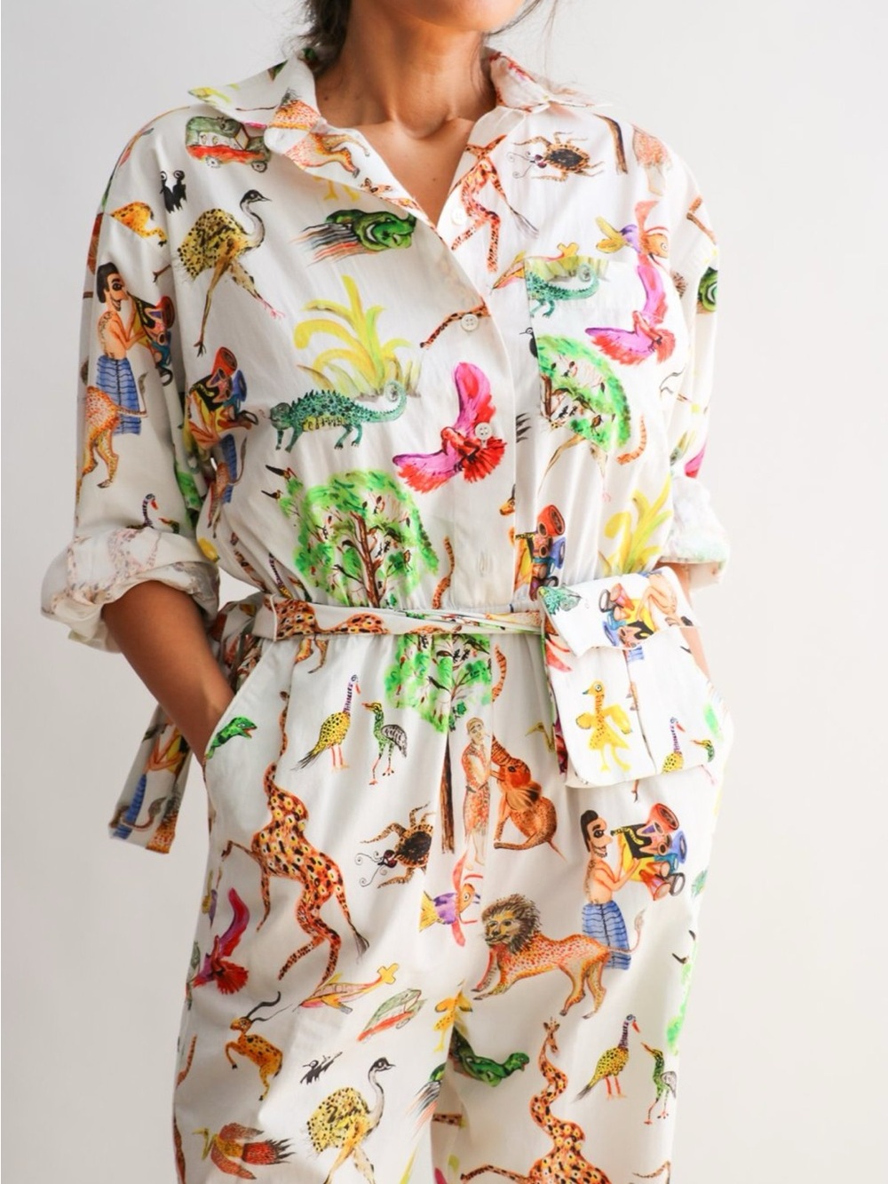 RHODE Resort Safari Print June Jumpsuit